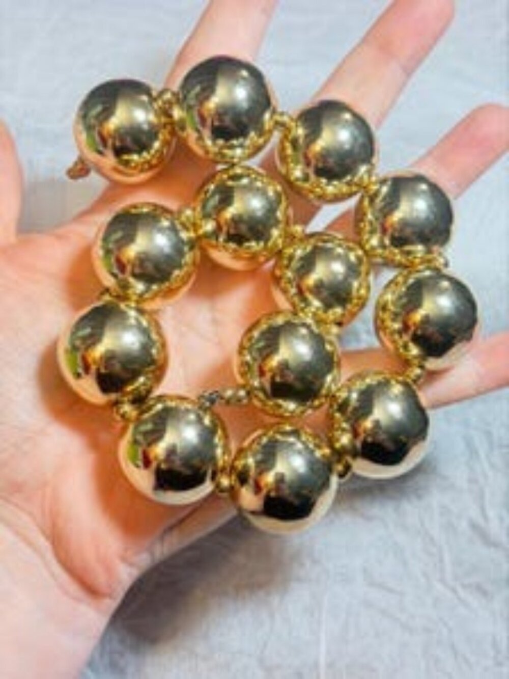 Vintage Gold Tone Ball Bead Necklace Repair Craft Upcycle Statement Jewelry